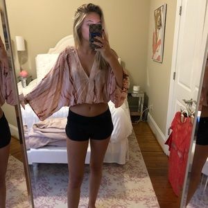 Pink flowy crop top